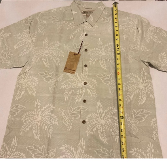 Jamaica Jaxx Men's Hawaiian Green Palm Print Shirt 100% Silk NWT XL - Picture 3 of 6